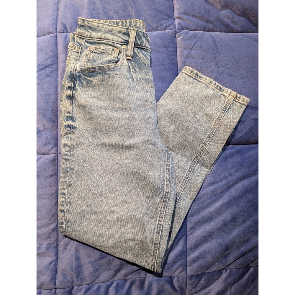 Edgely Women's Slim Straight Sparkle High Rise Light Wash Jeans - Size 6